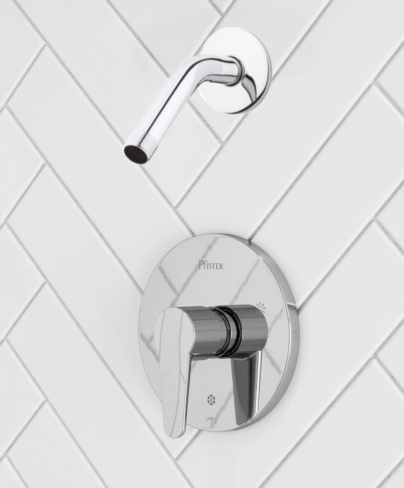 Pfister R890600 Pfirst Modern 1-Handle Shower Trim Only Less Showerhead, Polished Chrome - Image 2